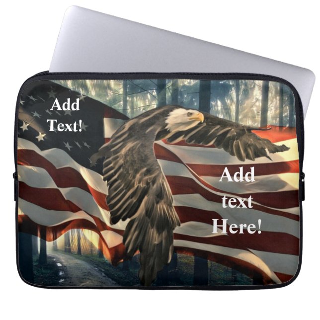 Örn American Flagga Land Road Laptop Sleev Fodral (Framsidan)