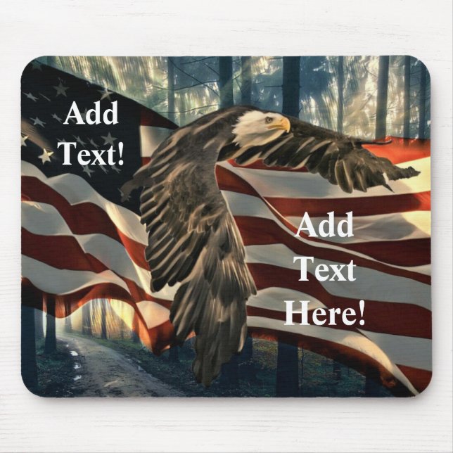 Örn American Flagga Land Road Mouse Pad Musmatta (Framsidan)