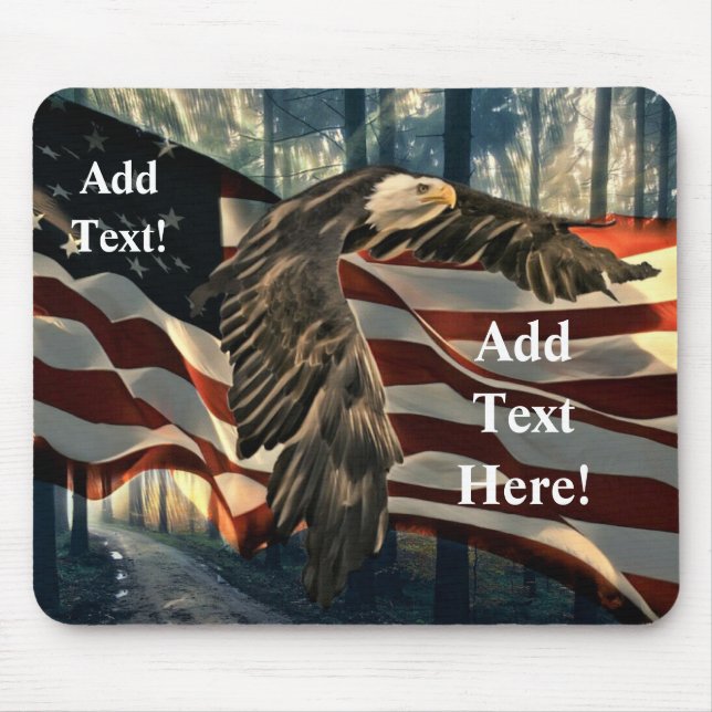 Örn American Flagga Land Road Mouse Pad Musmatta (Framsidan)