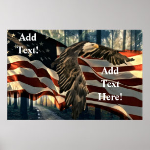 Örn American Flagga Land Road Poster