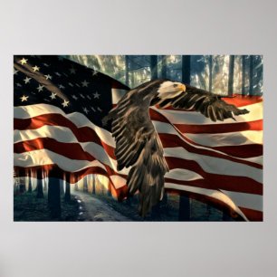 Örn American Flagga Land Road Poster