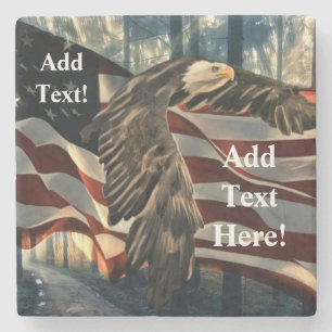 Örn American Flagga Land Road Stone Coaste Stenunderlägg