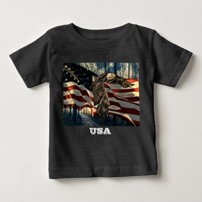 Örn American Flagga Land Road T Shirt (Framsida)
