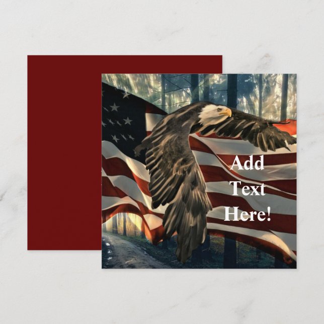 Örn American Flagga Note Card Anteckningskort (Fram/baksida)