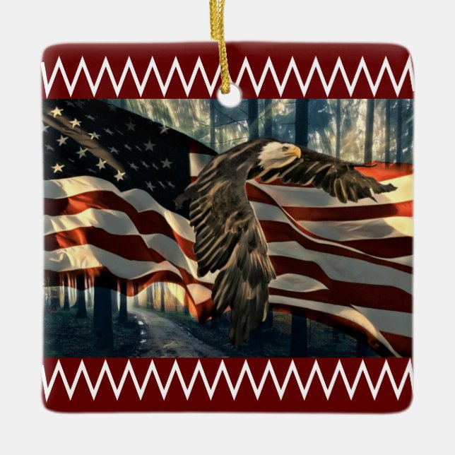 Örn American Flagga Ornament (Framsida)