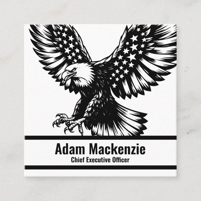 Örn American Flagga Patriotic Affärskort Fyrkantigt Visitkort (Framsida)