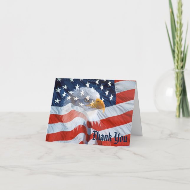 Örn American Flagga Patriotic Note Card Anteckningskort (Framsida)