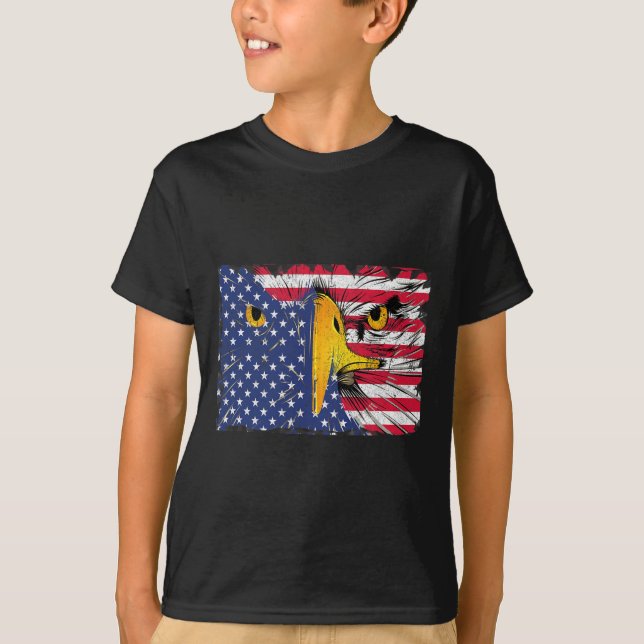 Örn American Flagga USA 4:e juli T Shirt (Framsida)