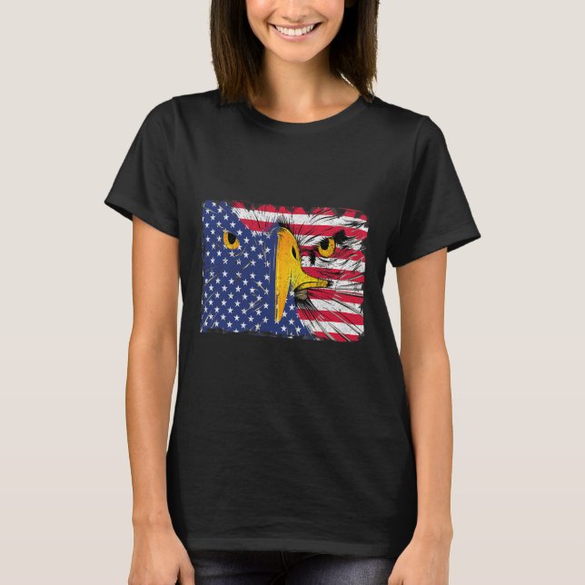 Örn American Flagga USA 4:e juli T Shirt (Framsida)