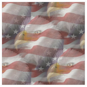 Örn & American Flaggor Patriotic Collage Tyg
