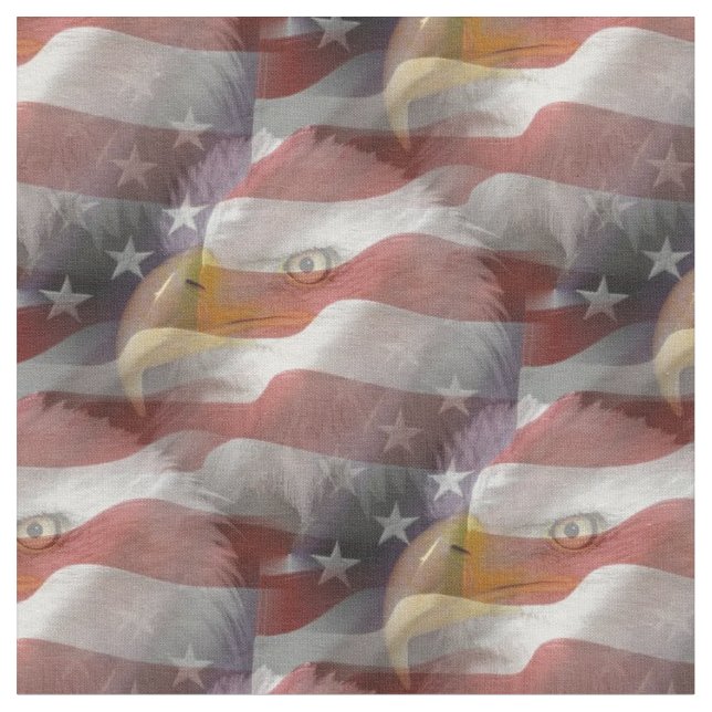 Örn & American Flaggor Patriotic Collage Tyg (Närbild)