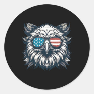 Örn American USA 4:e juli Patriotic Funn Runt Klistermärke