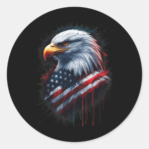 Örn Amerikansk Flagga 4:e Juli Patriotisk Bläck Runt Klistermärke