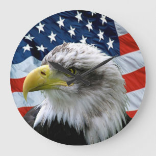 Örn Amerikanska Flagga Tvåväggsspärr Stor Klocka
