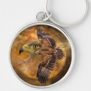 Örn-Ande av vinden Keychain Rund Silverfärgad Nyckelring