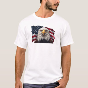 Örn Ansikte med amerikanska Flagga T Shirt