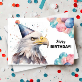 Örn-ballonger och Party Hat Grattis på födelsedage Kort