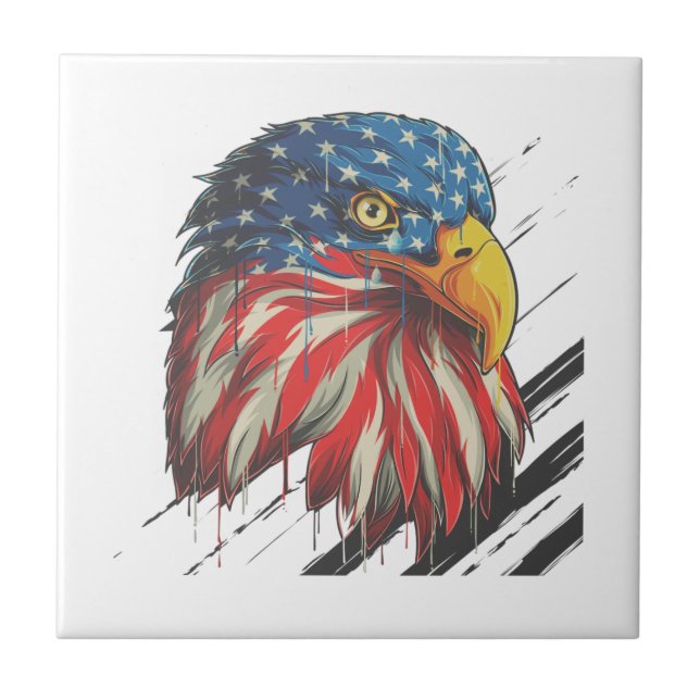 Örn Bird USA flagga Gråtande patriotisk Kakelplatta (Framsidan)