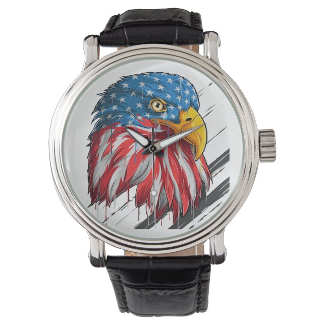 Örn Bird USA flagga Gråtande symbol Armbandsur (Framsida)