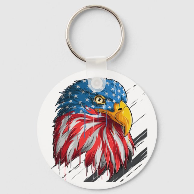 Örn Bird USA flagga Gråtande symbol Nyckelring (Framsida)
