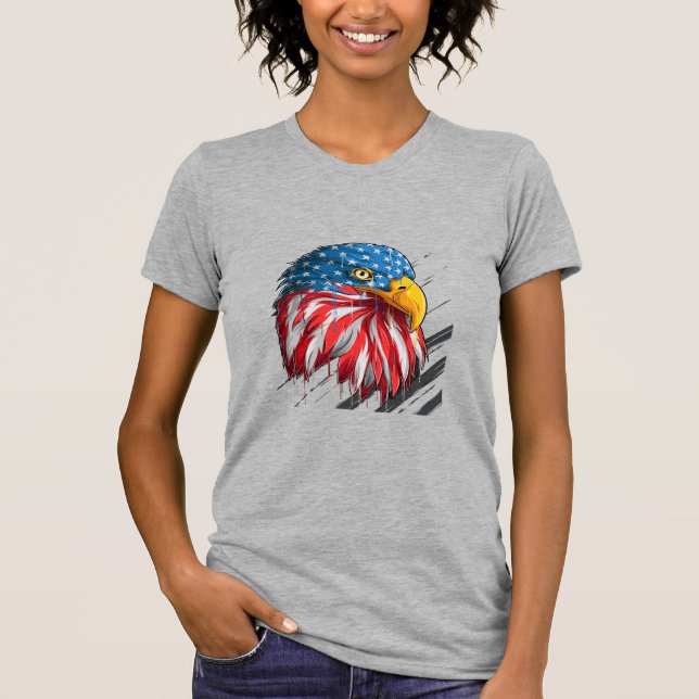 Örn Bird USA flagga Gråtande symbol T-Shirt (Framsida)