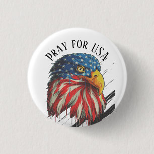 Örn Bird USA flagga Gråter Pray för USA Knapp