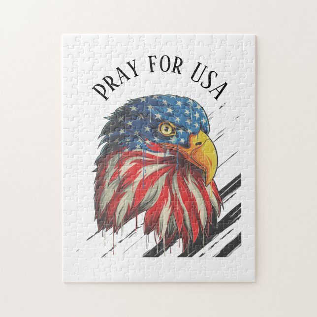 Örn Bird USA flagga Gråter Pray för USA Pussel (Vertikal)