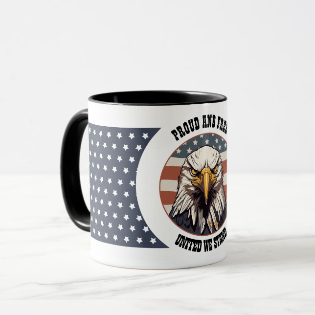 Örn Bust med amerikansk Flagga-bakgrund Mugg (Framsida vänster)