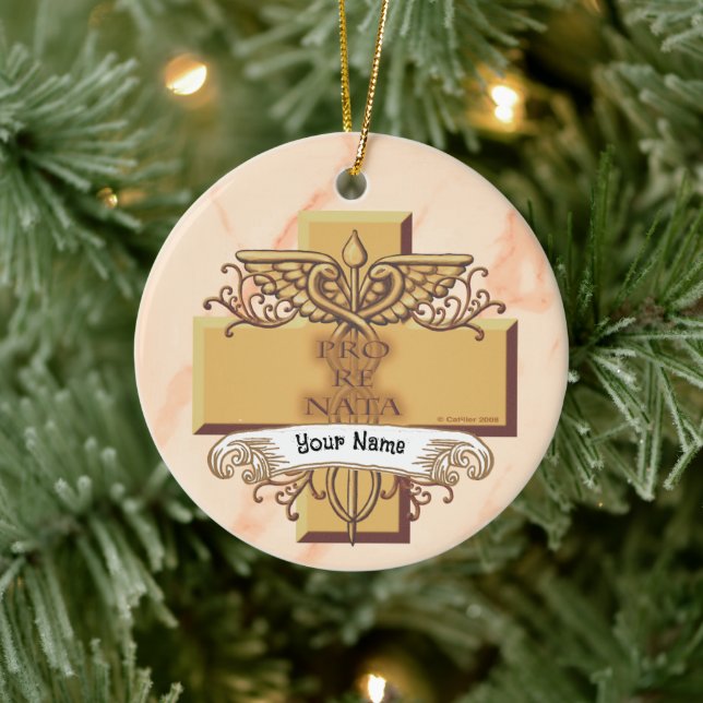 Orn caduceus sköterska julgransprydnad keramik (Träd)