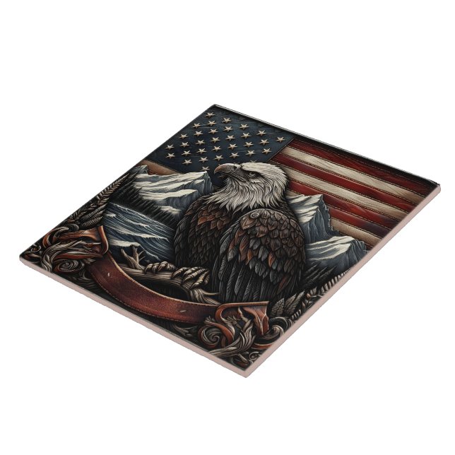 Örn Designad mot amerikanska Flagga Motif Kakelplatta (Sidan)