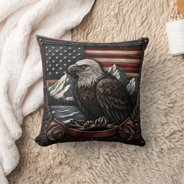 Örn Designad mot amerikanska Flagga Motif Kudde (Filt)