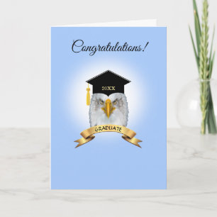 Örn examen gratulationer på ljusblå kort