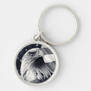 Örn & flagga Keychain Rund Silverfärgad Nyckelring