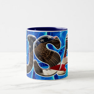 Örn & Flagga Patriotic Fractal Resemugg Två-Tonad Mugg