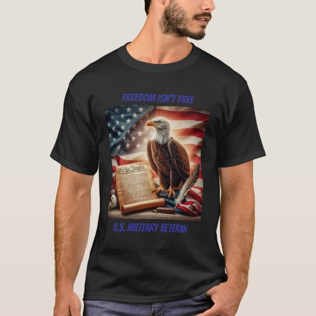 Örn, Förenade Stater Flagga och konstitutionen T Shirt (Framsida)