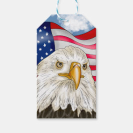 Örn framför American Flagga Patriotic Art Presentetikett