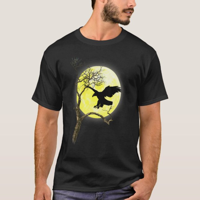Örn Full Moon Light Nature Bird Wating T Shirt (Framsida)