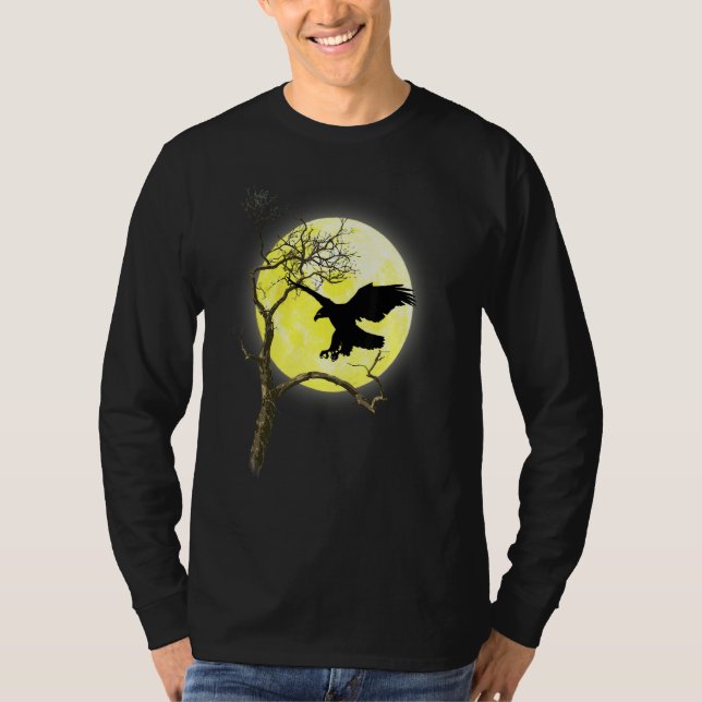 Örn Full Moon Light Nature Bird Wating T Shirt (Framsida)