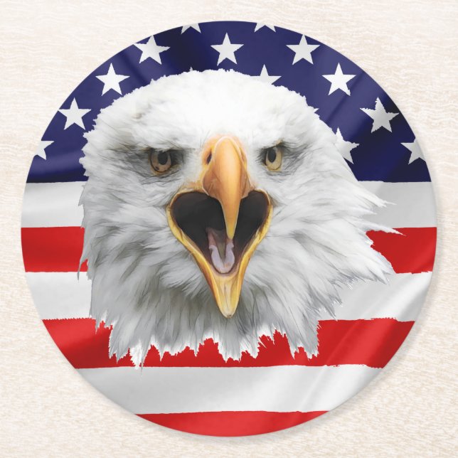 Örn glädjande patriotisk gåva underlägg papper rund (Framsidan)