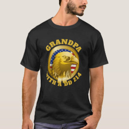 Örn Guld Emblem USA Flagga | Farfar DD 214 Svart T Shirt