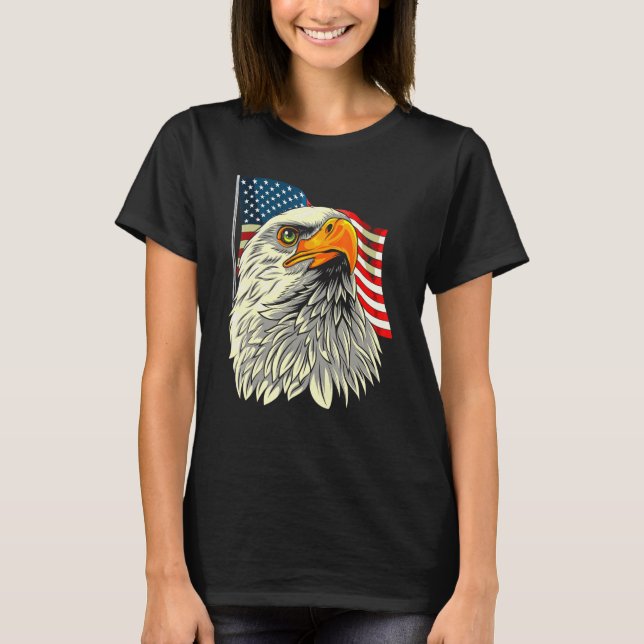 Örn Head with Stars och stripes Flagga Amer T Shirt (Framsida)