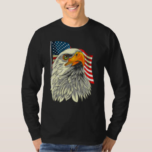 Örn Head with Stars och stripes Flagga Amer T Shirt