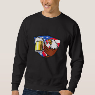 Örn Hoisting Beer Stein USA flagga Vapensköld Retr Lång Ärmad Tröja