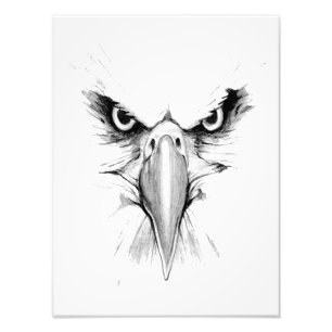 Örn Huvud Ansikte Tatuering Poster (satin)