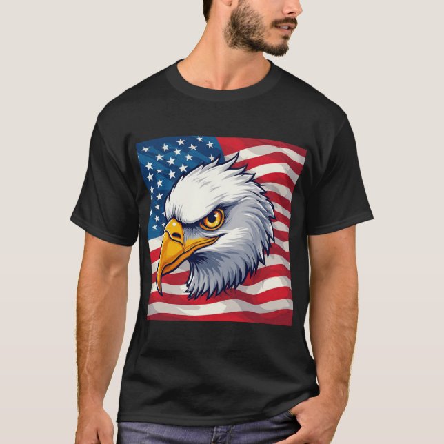 Örn Huvud Grafisk T-shirt – USA Pride Apparel (Framsida)