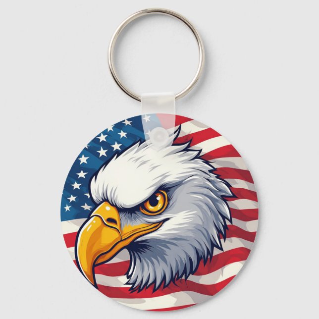 Örn Huvud Grafisk T-shirt – USA Pride Apparel Nyckelring (Framsida)