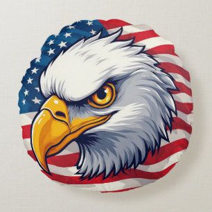 Örn Huvud Grafisk T-shirt – USA Pride Apparel Rund Kudde