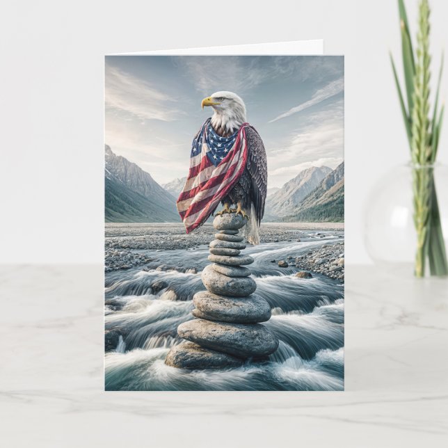Örn i Kairn med amerikansk Flagga Kort (Framsida)