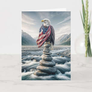 Örn i Kairn med amerikansk Flagga Kort