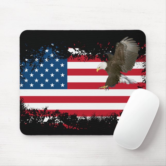 Örn i USA FlaggMousepad Musmatta (Med mus)